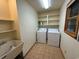 Convenient laundry room with washer, dryer, utility sink, and ample shelving at 187 Alston Rd., Pawleys Island, SC 29585