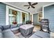 Covered outdoor patio with comfortable seating and outdoor cooking equipment at 2023 Singing Palm Loop, Little River, SC 29566