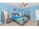Bright bedroom with a double bed and ocean themed bedding at 624 Watercliff Dr., Longs, SC 29568