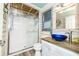 Updated bathroom with walk-in shower, vessel sink, and modern fixtures at 272 Old Ashley Loop, Pawleys Island, SC 29585