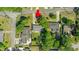 Aerial view of the property showcasing its location on a well-maintained street with mature landscaping at 4502 Boxwood St., Myrtle Beach, SC 29577