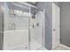 Clean and modern walk-in shower with glass enclosure at 301 Climbing Vine Ct., Conway, SC 29526