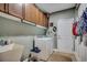 Well-organized laundry room with washer, dryer, sink, ample storage, and easy access to the outdoors at 8605 Hopper Ct., Myrtle Beach, SC 29579