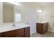 Double vanity bathroom with dark wood cabinets at 363 Long Meadow Dr., Loris, SC 29569