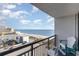 Balcony with ocean view and seating for two at 1501 S Ocean Blvd. # 909, Myrtle Beach, SC 29577