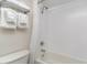 Simple bathroom with shower/tub combo and white towels at 1501 S Ocean Blvd. # 909, Myrtle Beach, SC 29577