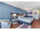 King size bed, kitchenette, and ocean view at 1501 S Ocean Blvd. # 909, Myrtle Beach, SC 29577