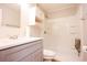 Clean bathroom with a shower/tub combo and vanity at 300 47Th Ave. S # 1C, North Myrtle Beach, SC 29582