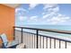 Balcony with chairs and table, overlooking the ocean and beach at 1501 S Ocean Blvd. # 1442, Myrtle Beach, SC 29577