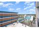 Aerial view of Landmark Resort showing a rooftop, crosswalk, and waterpark at 1501 S Ocean Blvd. # 1549, Myrtle Beach, SC 29577