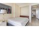 Small bedroom with double bed and view of kitchen at 2406 N Ocean Blvd. # 604, Myrtle Beach, SC 29577