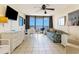 Condo living room with ocean view and tiled floors at 2406 N Ocean Blvd. # 604, Myrtle Beach, SC 29577