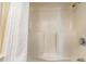 Clean shower stall with white walls and a white shower curtain at 2406 N Ocean Blvd. # 604, Myrtle Beach, SC 29577