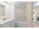 Bathroom with a tub/shower combo and vanity at 2801 S Ocean Blvd. # 1538, North Myrtle Beach, SC 29582