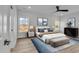 View of the main bedroom, showing the bed, decor, ceiling fan, and natural light from the windows at 33 Captains Pl, Murrells Inlet, SC 29576