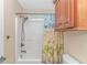 Bathroom with shower/tub combo and beach-themed shower curtain at 6001-1909 S Kings Hwy., Myrtle Beach, SC 29575