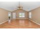Spacious living area featuring hardwood floors and a vaulted ceiling at 204 Atoll Dr., Myrtle Beach, SC 29588