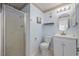 Bathroom with shower stall, toilet, and vanity at 5709 N Ocean Blvd. N # 202, North Myrtle Beach, SC 29582
