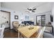Living room with hardwood floors, dining area and ceiling fan at 5709 N Ocean Blvd. N # 202, North Myrtle Beach, SC 29582