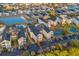 Aerial view of condo buildings with lake, pool and ample parking at 2060 Cross Gate Blvd. # 204, Surfside Beach, SC 29575