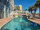 Relaxing lazy river pool with bridge at 6804 N Ocean Blvd. # 1527, Myrtle Beach, SC 29572
