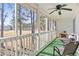 Relaxing screened porch with ceiling fan, chairs and a golf course view at 820 Fairway Dr. # 1605, Longs, SC 29568