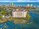Aerial shot showcasing a luxury building reflected in the waterway below at 9547 Edgerton Dr. # 904, Myrtle Beach, SC 29572