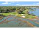 Picturesque aerial view of the golf course winding through marshland and alongside a tranquil lake at 9547 Edgerton Dr. # 904, Myrtle Beach, SC 29572