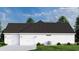 Two-car garage with white exterior and landscaping at 2176 Pettus Way, Surfside Beach, SC 29575