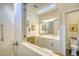 Bathroom with double vanity and a large shower at 150 Black Water Dr., Murrells Inlet, SC 29576