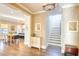 Elegant staircase with hardwood floors and tasteful decor at 150 Black Water Dr., Murrells Inlet, SC 29576