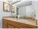 Double vanity bathroom with granite countertop and brushed nickel fixtures at 2310 North Ocean Blvd. # 605, Myrtle Beach, SC 29577