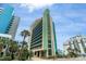 Exterior view of Meridian Plaza, a coastal high-rise building at 2310 North Ocean Blvd. # 605, Myrtle Beach, SC 29577