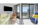 Living room boasts ocean views and comfortable seating at 2310 North Ocean Blvd. # 605, Myrtle Beach, SC 29577