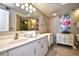 Bathroom with double vanity and walk-in shower at 3601 S Ocean Blvd. # 7-E, North Myrtle Beach, SC 29582