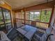 Inviting screened-in patio with a dining table, perfect for enjoying outdoor meals with a serene lake view at 410 Melrose Pl. # 219, Myrtle Beach, SC 29572