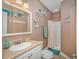 Small bathroom with shower, toilet and vanity at 6001-1810 S Kings Hwy., Myrtle Beach, SC 29575