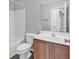 Clean bathroom with a single sink vanity and shower/tub combo at 116 Brentwood Dr. # E, Murrells Inlet, SC 29576