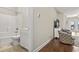 Simple bathroom with a toilet, shower, and white vanity at 157 Ella Kinley Circle # 303, Myrtle Beach, SC 29588