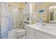 Clean bathroom with shower/tub combo and updated vanity at 327 55Th Ave. N, North Myrtle Beach, SC 29582