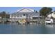View of The Claw House from the water, showcasing outdoor bar and docking at 42 Mud Minnow Dr., Pawleys Island, SC 29585