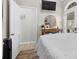 Bedroom with rustic decor and private bath at 6001 - 7032 S Kings Hwy., Myrtle Beach, SC 29575