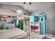 bedroom with twin beds, dresser, and playful decor at 9650 Bradford Ln., Murrells Inlet, SC 29576