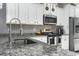 Granite countertops and stainless steel appliances in this kitchen at 100 Machrie Loop # 17-C, Myrtle Beach, SC 29588