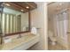 Clean bathroom with shower/tub combo and vanity at 1501 S Ocean Bl S Ocean Blvd. # 549, Myrtle Beach, SC 29577