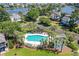 Aerial view of community pool and surrounding homes at 25 Frigate Ct., Pawleys Island, SC 29585
