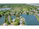 Aerial view showcasing home's waterfront location at 25 Frigate Ct., Pawleys Island, SC 29585