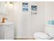 Small half bathroom with white vanity and toilet at 257 Connemara Dr. # E, Myrtle Beach, SC 29579
