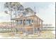Architectural rendering of an elevated coastal cottage at 298 Myrtle Ave., Pawleys Island, SC 29585