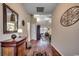 Hardwood floor entryway, with view into living room at 4060 Woodcliffe Dr., Conway, SC 29526